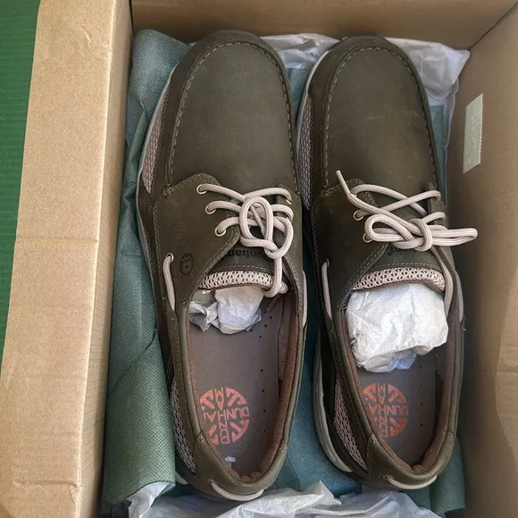 🆕 DUNHAM Mens Captain Slip Resistant Boat Shoes, Olive SIZE 11 4E WIDE WIDTH