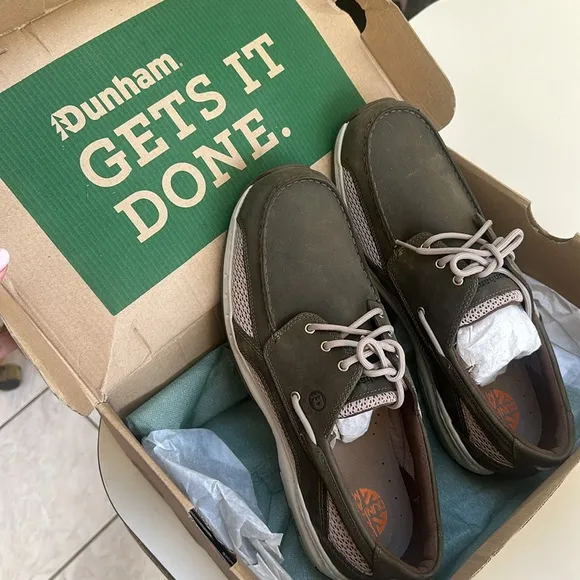 🆕 DUNHAM Mens Captain Slip Resistant Boat Shoes, Olive SIZE 11 4E WIDE WIDTH