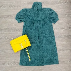 ❤️ Ella Moss Mock Neck Green Printed Swing Dress Size XS NWOT