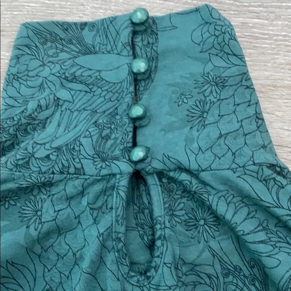 ❤️ Ella Moss Mock Neck Green Printed Swing Dress Size XS NWOT