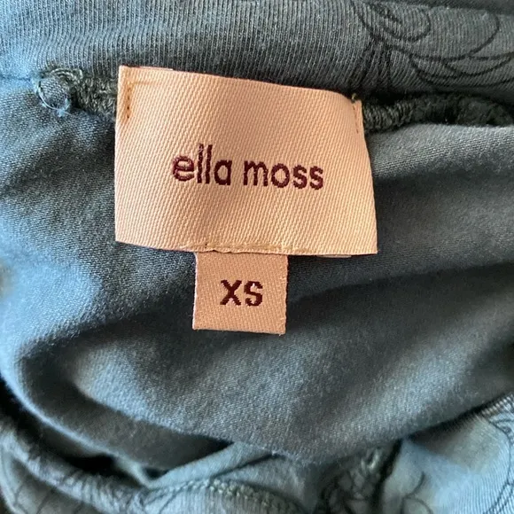❤️ Ella Moss Mock Neck Green Printed Swing Dress Size XS NWOT