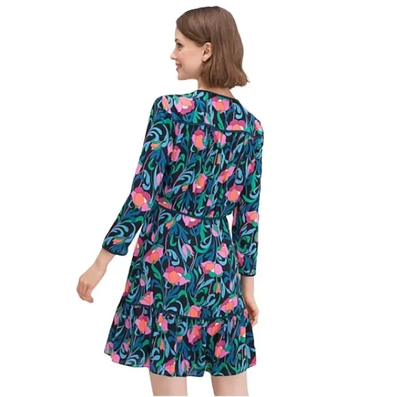 ♠️ kate spade NY Women’s Floral Swirl Dress, Black Multi