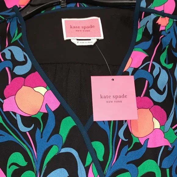 ♠️ kate spade NY Women’s Floral Swirl Dress, Black Multi