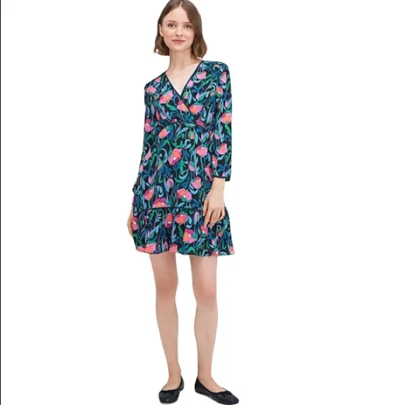 ♠️ kate spade NY Women’s Floral Swirl Dress, Black Multi