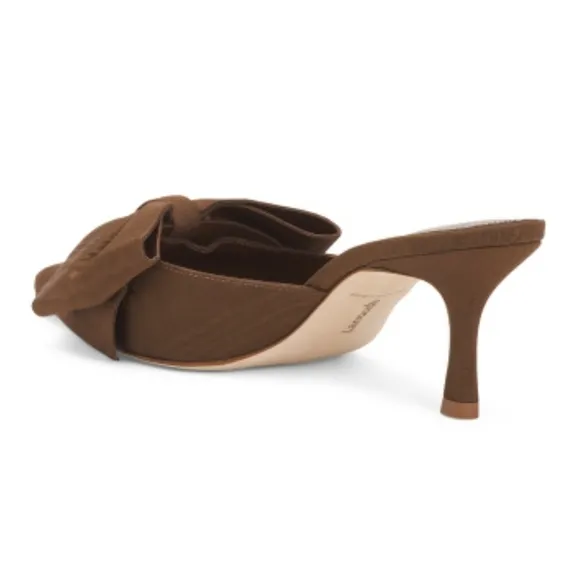 ✨️🤎 Larroude Brown Cinnamon Mini Elle Bow Pumps Made In brazil New In Box ✨️🤎