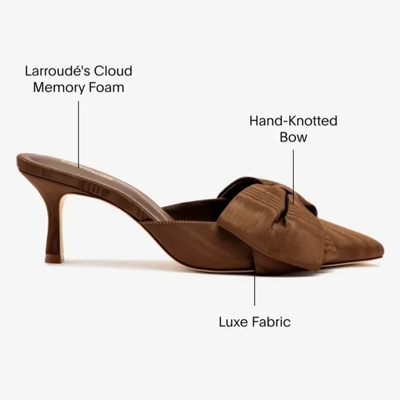 ✨️🤎 Larroude Brown Cinnamon Mini Elle Bow Pumps Made In brazil New In Box ✨️🤎