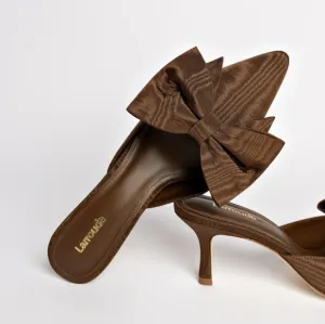 ✨️🤎 Larroude Brown Cinnamon Mini Elle Bow Pumps Made In brazil New In Box ✨️🤎