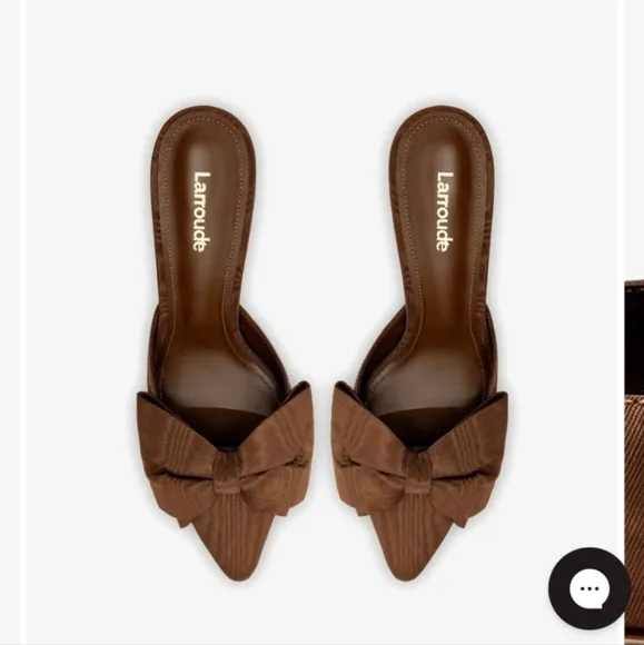 ✨️🤎 Larroude Brown Cinnamon Mini Elle Bow Pumps Made In brazil New In Box ✨️🤎
