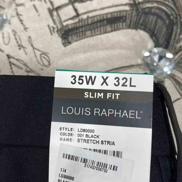 🎁 Louis Raphael Comfort Stretch Stria Slim Fit Flat Front Dress Pant