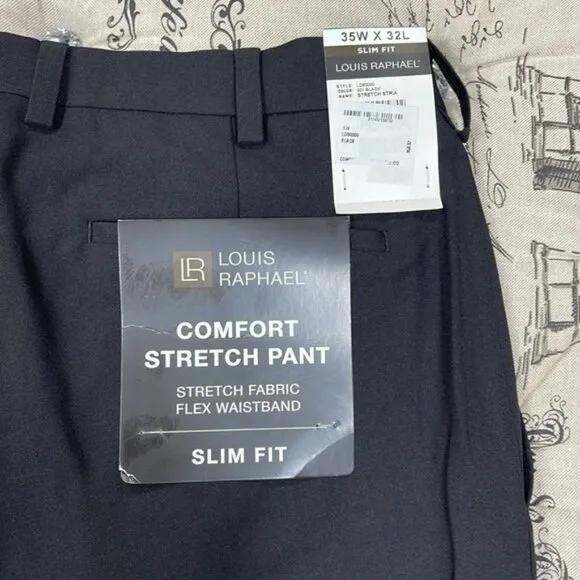 🎁 Louis Raphael Comfort Stretch Stria Slim Fit Flat Front Dress Pant