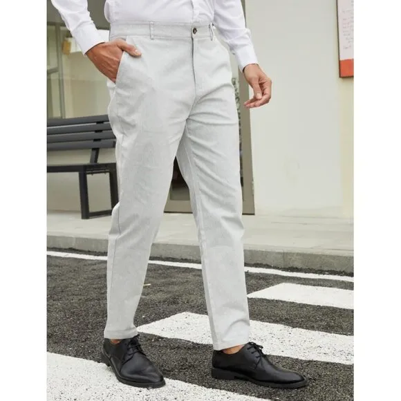 🆕 Men Blue Fashion Stretch Dress Slim Fit Plaid Business Suit Pants Casual Golf