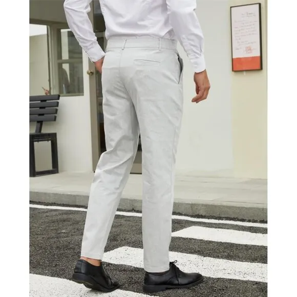🆕 Men Blue Fashion Stretch Dress Slim Fit Plaid Business Suit Pants Casual Golf