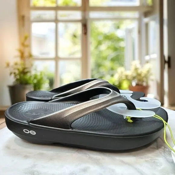 🔥 OOFOS OOLALA Luxe Recovery Calypso Sandal Fipflop Size 6 EU 37