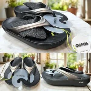 🔥 OOFOS OOLALA Luxe Recovery Calypso Sandal Fipflop Size 6 EU 37