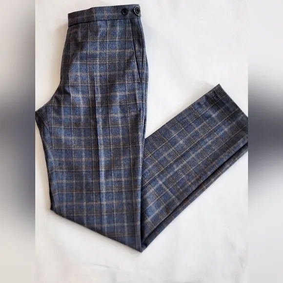 || REISS || Glover dress pants, wool, slim fit, blue plaid, men's, 30x34