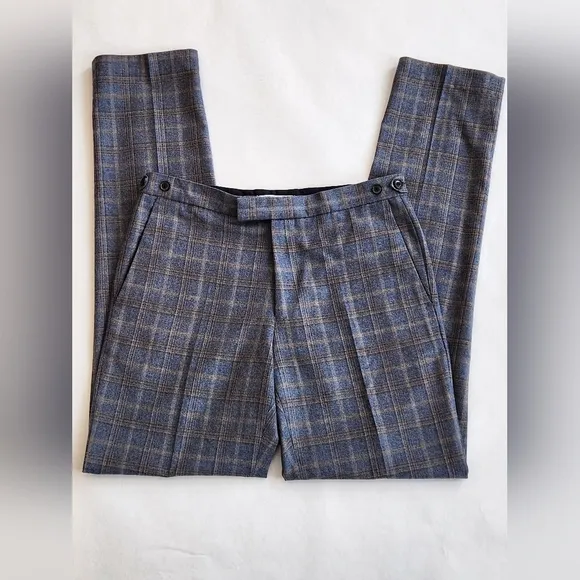 || REISS || Glover dress pants, wool, slim fit, blue plaid, men's, 30x34