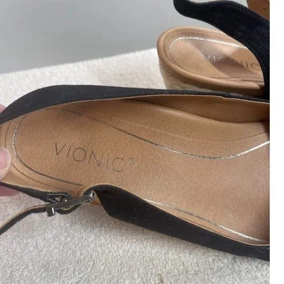 🍓 Vionic Women’s Coralina Comfort Wedge Slingback Espadrilles Size 10 Black