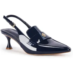 💫 Women Blue Slingback Kitten Heel Pointed Toe Pumps Ankle Buckle Dress Shoes