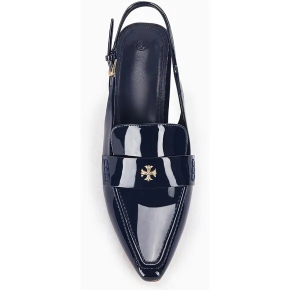 💫 Women Blue Slingback Kitten Heel Pointed Toe Pumps Ankle Buckle Dress Shoes