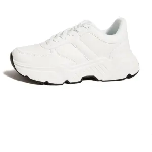 🆕 Women White Casual Platform Chunky Sneakers Lace Up Comfortable Walking Shoes