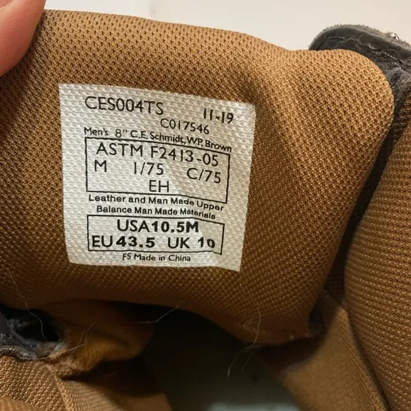 10.5 / CE Schmidt workwear boots Men's Brown Leather Boots waterproof