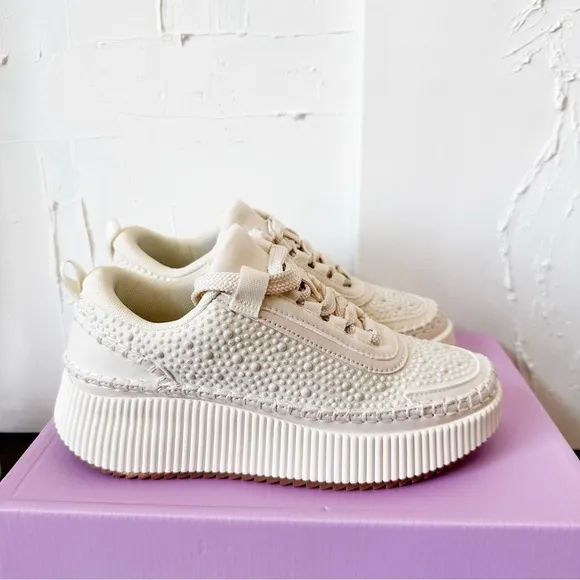110. New Boutique Vanilla Pearl Sneaker in Vanilla Multiple Sizes