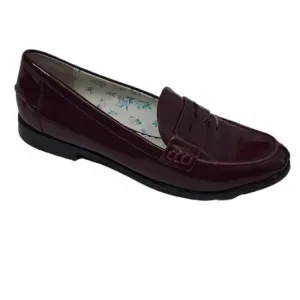 1901 wine red Niles patent leather slip on penny loafer shoes 8.5