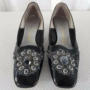 1950s Chandlers French Room Originals Black Patent Leather Shoes Size 6
