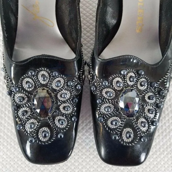 1950s Chandlers French Room Originals Black Patent Leather Shoes Size 6