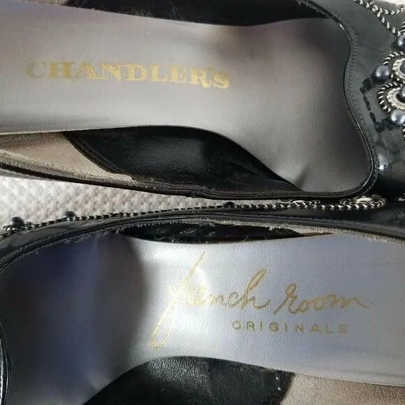 1950s Chandlers French Room Originals Black Patent Leather Shoes Size 6
