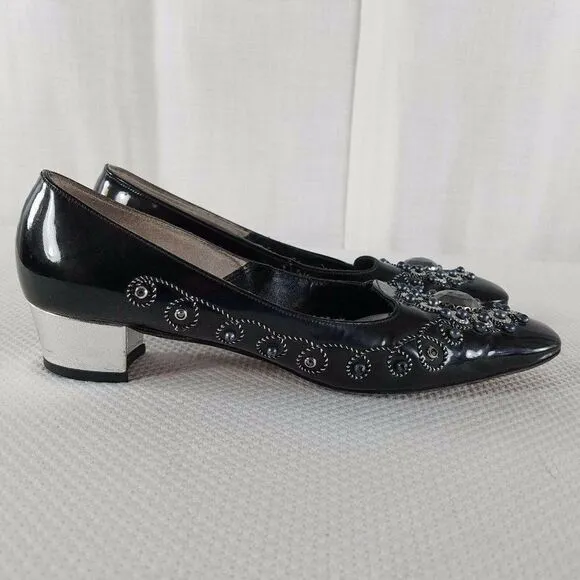 1950s Chandlers French Room Originals Black Patent Leather Shoes Size 6