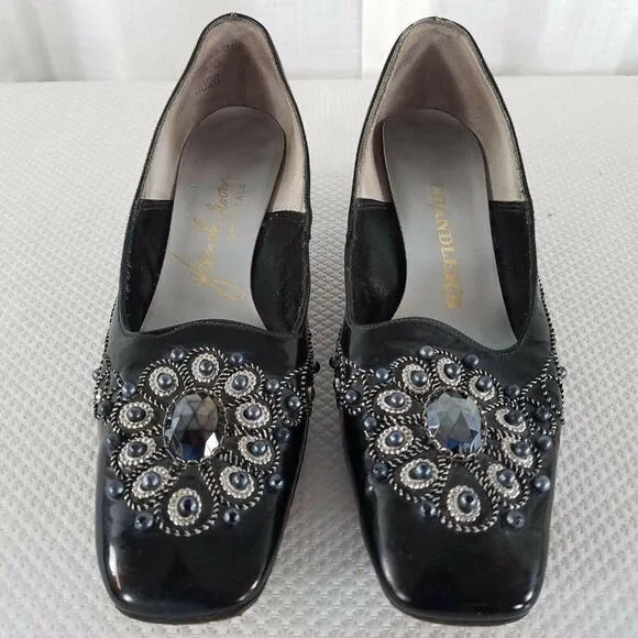 1950s Chandlers French Room Originals Black Patent Leather Shoes Size 6