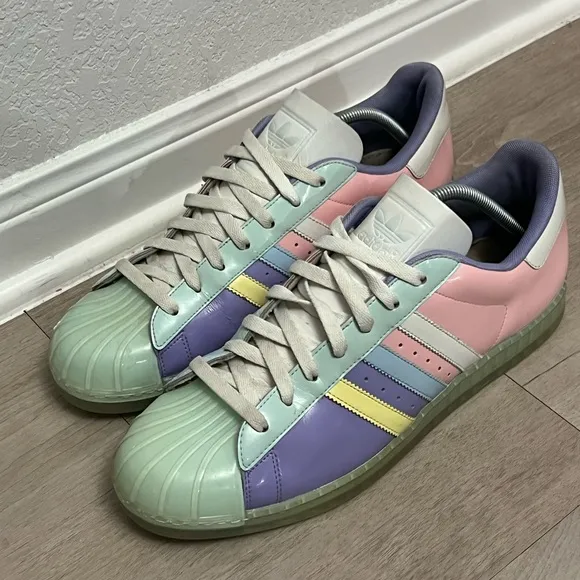 2008 Adidas Superstar 1 Clear Patent Leather Pastel 'Easter' Shoes Men's Size 12