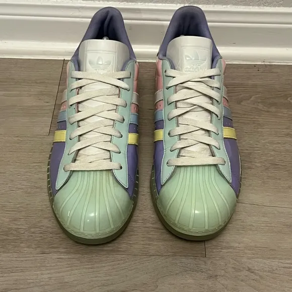 2008 Adidas Superstar 1 Clear Patent Leather Pastel 'Easter' Shoes Men's Size 12