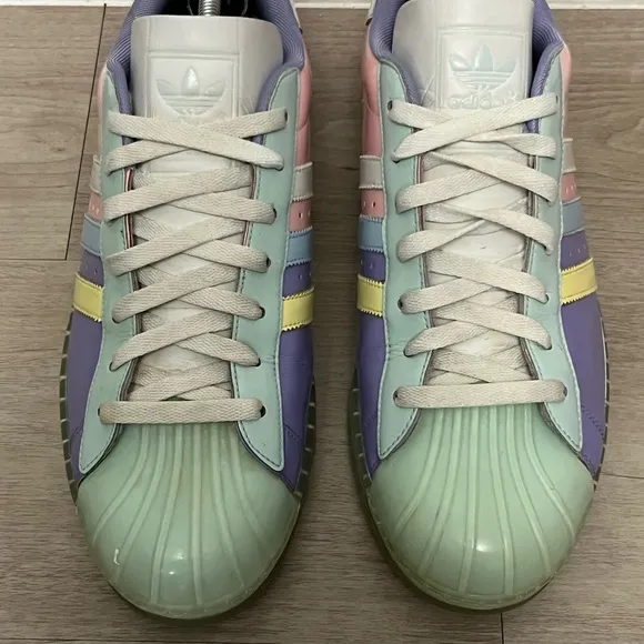 2008 Adidas Superstar 1 Clear Patent Leather Pastel 'Easter' Shoes Men's Size 12