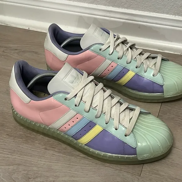 2008 Adidas Superstar 1 Clear Patent Leather Pastel 'Easter' Shoes Men's Size 12