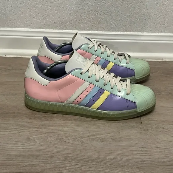 2008 Adidas Superstar 1 Clear Patent Leather Pastel 'Easter' Shoes Men's Size 12