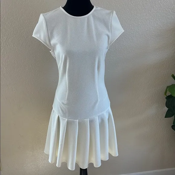 $228 Torn by Ronny Kobo Luxury Gina White Cap Sleeved Tennis Styled Dress 0060