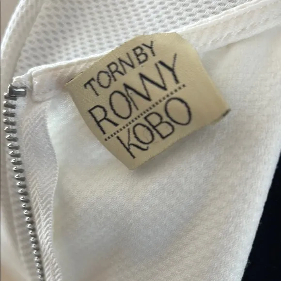 $228 Torn by Ronny Kobo Luxury Gina White Cap Sleeved Tennis Styled Dress 0060