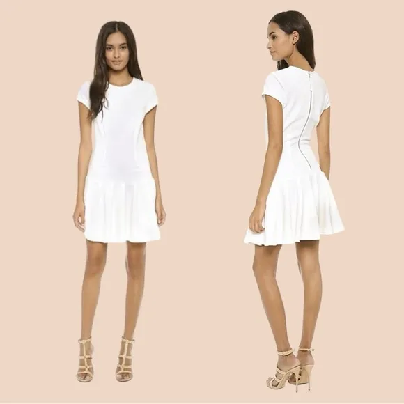$228 Torn by Ronny Kobo Luxury Gina White Cap Sleeved Tennis Styled Dress 0060