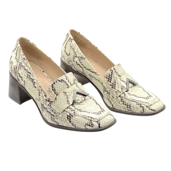 27 EDIT  Leather Snake Print Slip-On Chunky Block Heel Women’s Shoes Size 7.5M