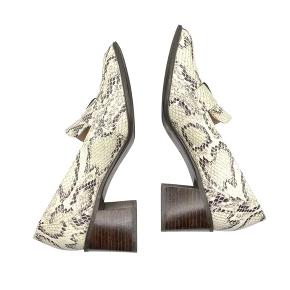 27 EDIT  Leather Snake Print Slip-On Chunky Block Heel Women’s Shoes Size 7.5M
