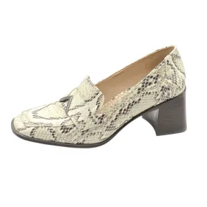 27 EDIT  Leather Snake Print Slip-On Chunky Block Heel Women’s Shoes Size 7.5M