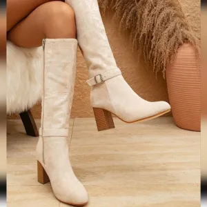 2New Women Mid-Calf Boots High Shaft Boots Fashion Sexy Thick Heel WomenBoots