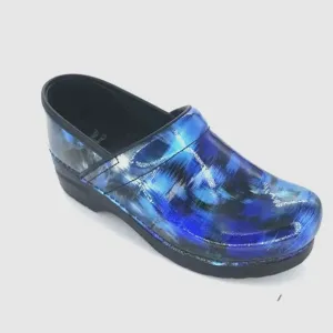 3156 Dansko Clogs Womens 11.5 EU 42 Professional Shoes Blue Brush Patent Leather