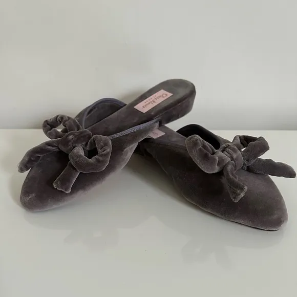 370$ Olivia Morris At Home Daphne In chic &amp; soft Silver Birch Slippers Sz40/US 9