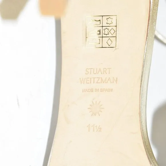 $500 STUART WEITZMAN CROSS-STRAP STILETTO PLATINO NUDISTSONG 11.5 (DA9)