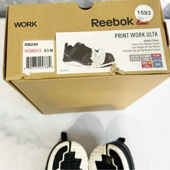 533. Reebok Men’s Print Work Ultk Black Safety Shoes Size 6.5 M RB249