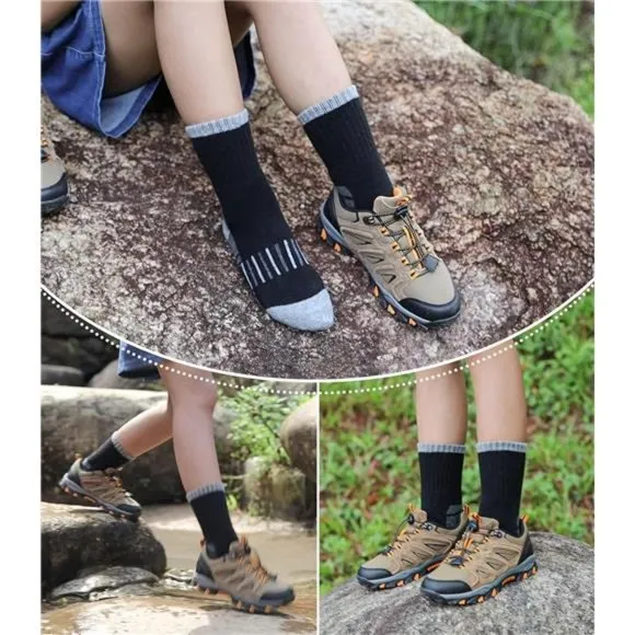 6 Pairs, Kids Merino Wool Socks Winter Warm Thick Thermal Cushion Crew Socks