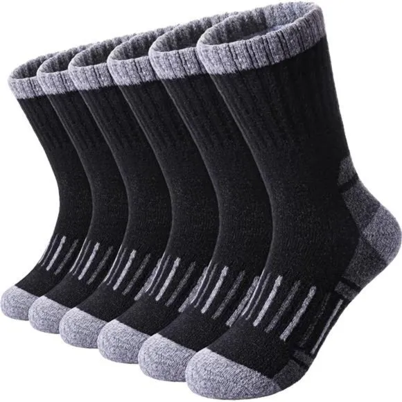 6 Pairs, Kids Merino Wool Socks Winter Warm Thick Thermal Cushion Crew Socks